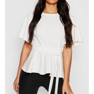 Crepe open back peplum top